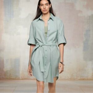 New Zara $119 SRPLS Belted Shirt Mini Dress Small SHRT DRSS 10 2822/045 Surplus